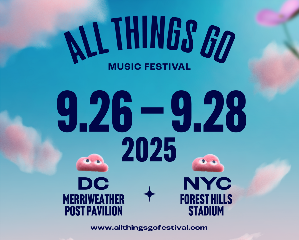 All Things Go Festival 2025 date announcement poster. Septermber 26-28 2025 in NYC and Washington DC.